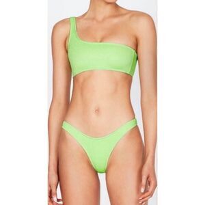 Triangl Shimmer One Shoulder Bikini Set | XS in Green